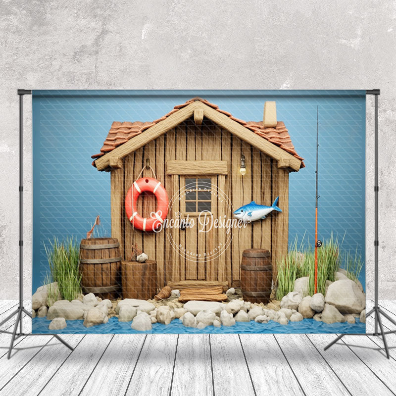 Aperturee - Aperturee Riverside Cabin Wild Fishing Cake Smash Backdrop