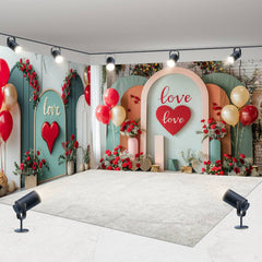 Aperturee - Aperturee Romantic Arch Balloon Valentines Day Room Set Backdrop