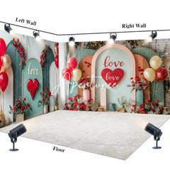 Aperturee - Aperturee Romantic Arch Balloon Valentines Day Room Set Backdrop