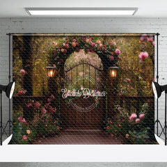 Aperturee - Aperturee Romantic Brown Gate Floral Natural Wedding Backdrop