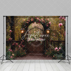 Aperturee - Aperturee Romantic Brown Gate Floral Natural Wedding Backdrop