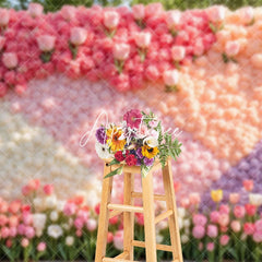 Aperturee - Aperturee Romantic Color Floral Wall Wedding Photo Backdrop