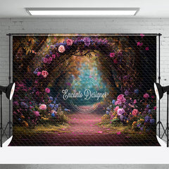 Aperturee - Aperturee Romantic Colorful Floral Arch Forest Wedding Backdrop