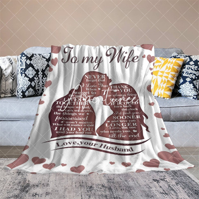 Aperturee - Aperturee Romantic Couple Dense Hearts Custom Text Blanket