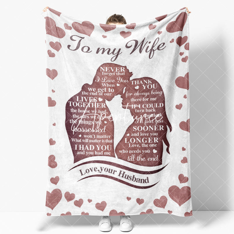 Aperturee - Aperturee Romantic Couple Dense Hearts Custom Text Blanket