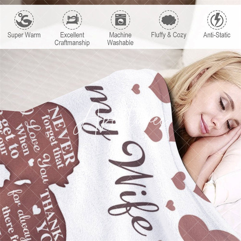 Aperturee - Aperturee Romantic Couple Dense Hearts Custom Text Blanket