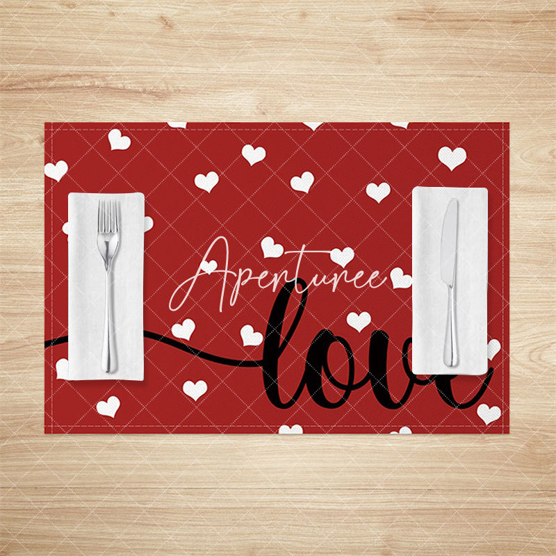 Aperturee - Aperturee Romantic Cute Love Valentines Day Set Of 4 Placemats