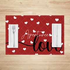 Aperturee - Aperturee Romantic Cute Love Valentines Day Set Of 4 Placemats