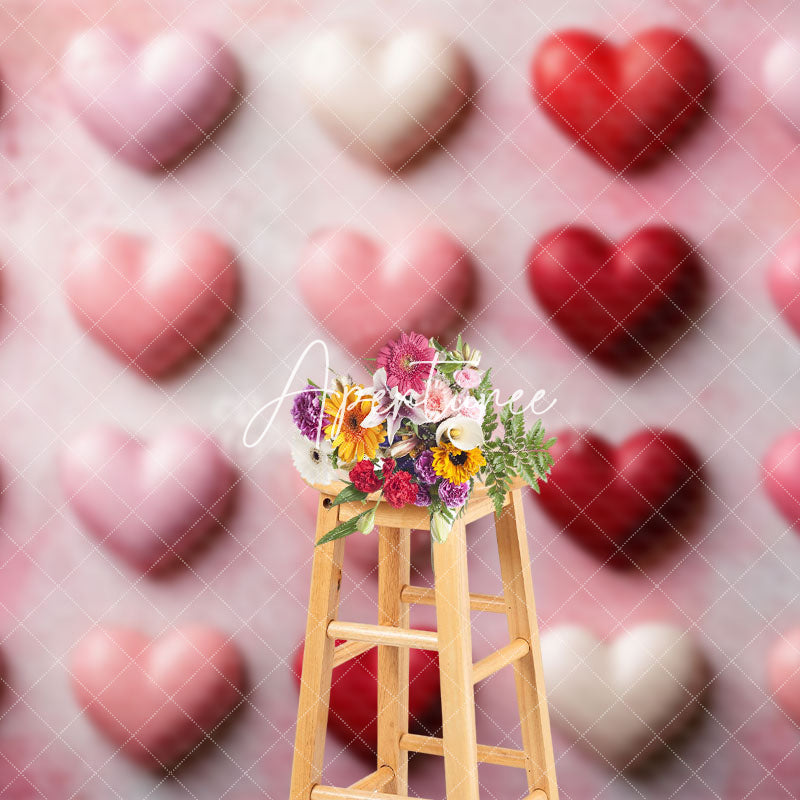 Aperturee - Aperturee Romantic Fine Art Bright Pink Red Love Heart Backdrop