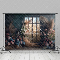 Aperturee - Aperturee Romantic Floral Boho Reed Window Wedding Backdrop