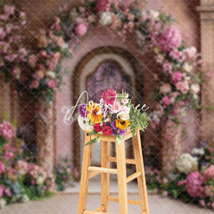 Aperturee - Aperturee Romantic Floral Door Garden Scene Wedding Backdrop