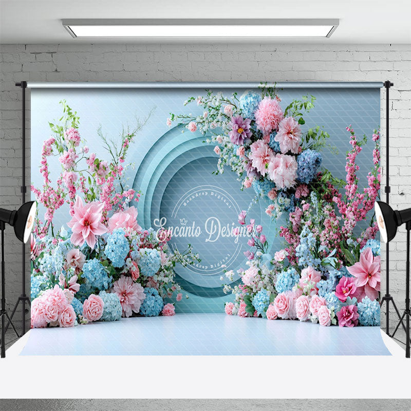 Aperturee - Aperturee Romantic Floral Fine Art Blue Wall Wedding Backdrop