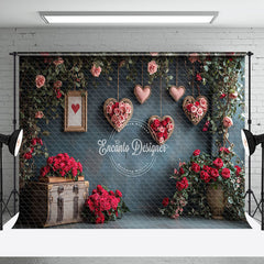 Aperturee - Aperturee Romantic Floral Heart Plant Valentines Day Backdrop