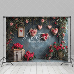 Aperturee - Aperturee Romantic Floral Heart Plant Valentines Day Backdrop