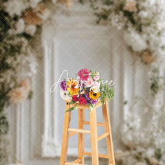 Aperturee - Aperturee Romantic Floral Holy White Wall Wedding Backdrop