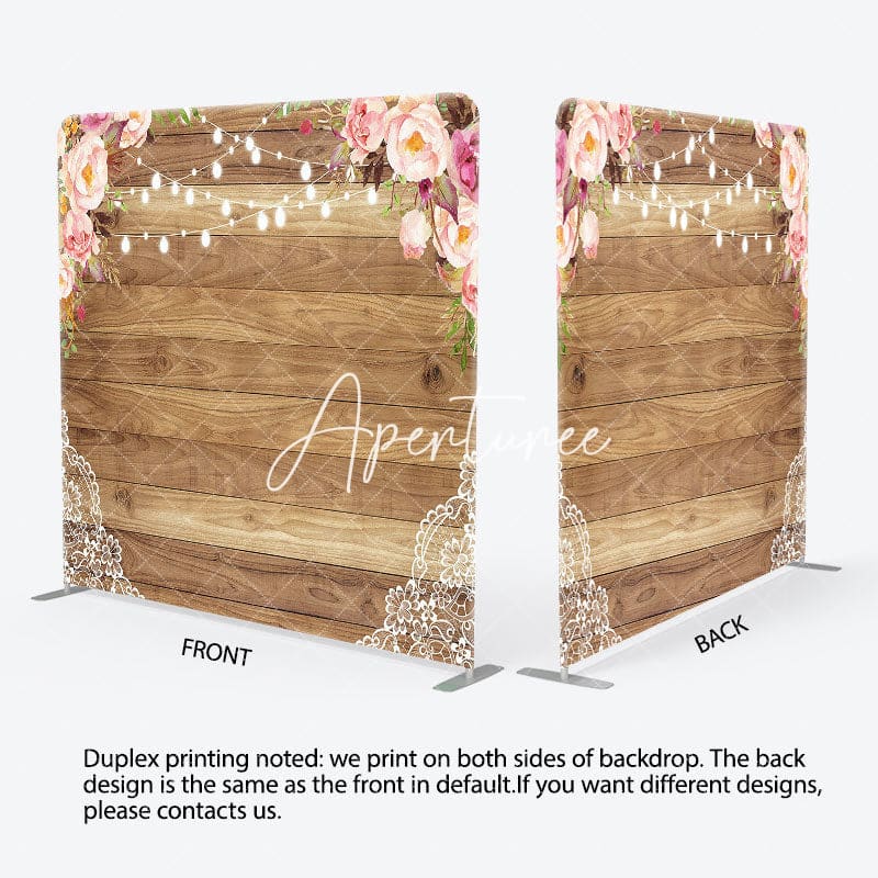 Aperturee - Aperturee Romantic Floral Lace Light Wood Pillow Case Backdrop