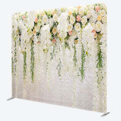 Aperturee - Aperturee Romantic Flower Castle Fabric Backdrop Cover for Wedding