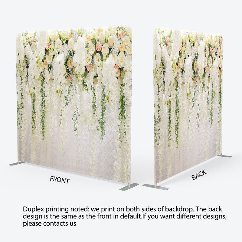 Aperturee - Aperturee Romantic Flower Castle Fabric Backdrop Cover for Wedding