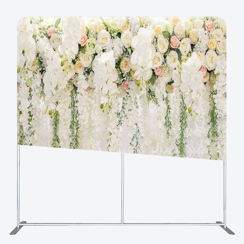 Aperturee - Aperturee Romantic Flower Castle Fabric Backdrop Cover for Wedding