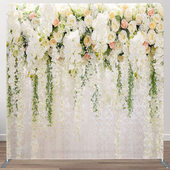 Aperturee - Aperturee Romantic Flower Castle Fabric Backdrop Cover for Wedding