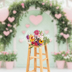 Aperturee - Aperturee Romantic Green White Floral Greenhouse Backdrop