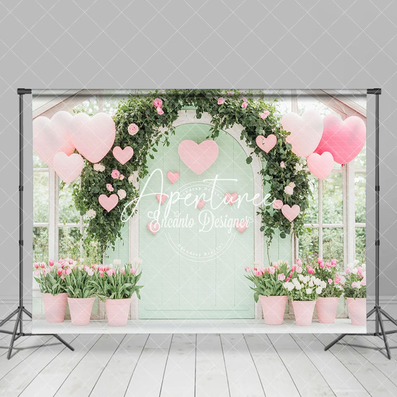 Aperturee - Aperturee Romantic Green White Floral Greenhouse Backdrop