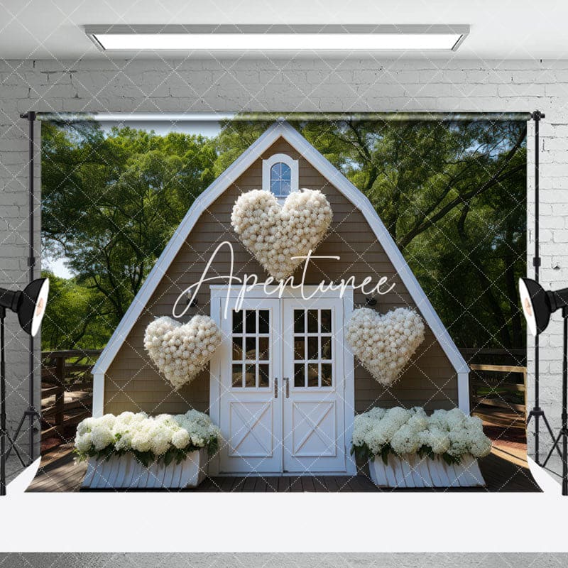 Aperturee - Aperturee Romantic Heart Floral Barn Road Combo Set Backdrop