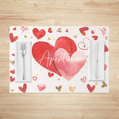 Aperturee - Aperturee Romantic Hearts Valentines Day Set Of 4 Placemats