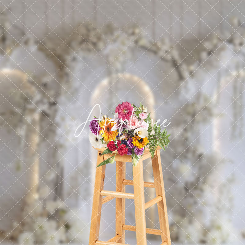 Aperturee - Aperturee Romantic Holy White Arch Floral Wedding Backdrop