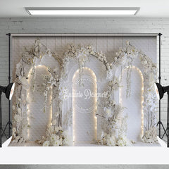 Aperturee - Aperturee Romantic Holy White Arch Floral Wedding Backdrop