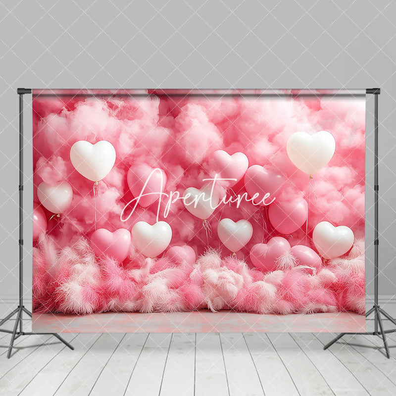 Aperturee - Aperturee Romantic Hot Pink Balloons Valentines Day Backdrop