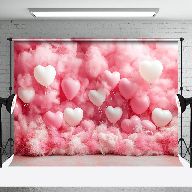 Aperturee - Aperturee Romantic Hot Pink Balloons Valentines Day Backdrop