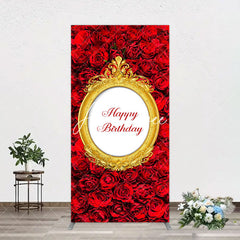 Aperturee - Aperturee Romantic Hot Red Rose Happy Birthday Arch Backdrop