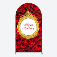 Aperturee - Aperturee Romantic Hot Red Rose Happy Birthday Arch Backdrop