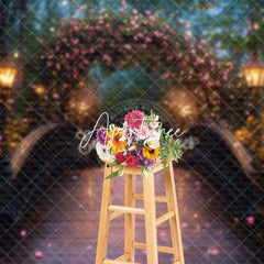 Aperturee - Aperturee Romantic Light Pink Floral Bridge Wedding Backdrop