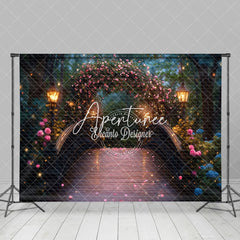 Aperturee - Aperturee Romantic Light Pink Floral Bridge Wedding Backdrop