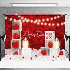 Aperturee - Aperturee Romantic Lighted Red Rose Hearts Combo Set Backdrop