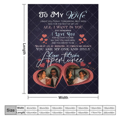 Aperturee - Aperturee Romantic Loving Text Hearts Custom Photo Blanket