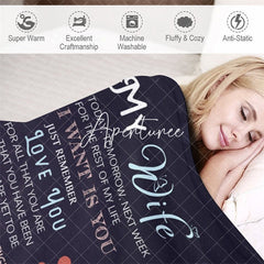 Aperturee - Aperturee Romantic Loving Text Hearts Custom Photo Blanket