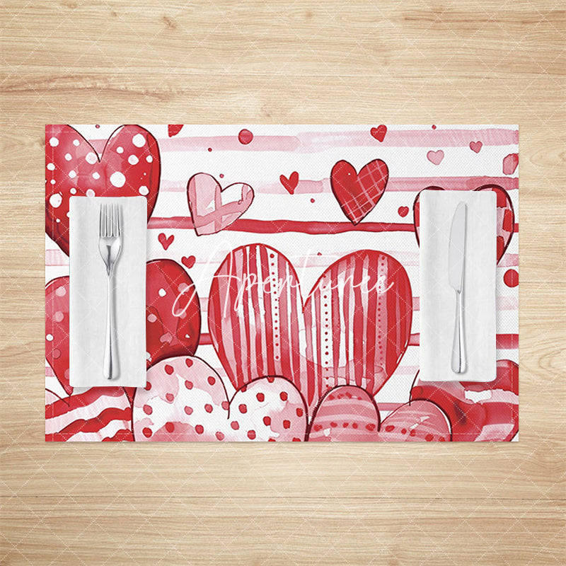 Aperturee - Aperturee Romantic Painted Valentines Love Set Of 4 Placemats