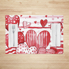 Aperturee - Aperturee Romantic Painted Valentines Love Set Of 4 Placemats