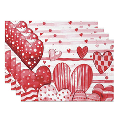 Aperturee - Aperturee Romantic Painted Valentines Love Set Of 4 Placemats