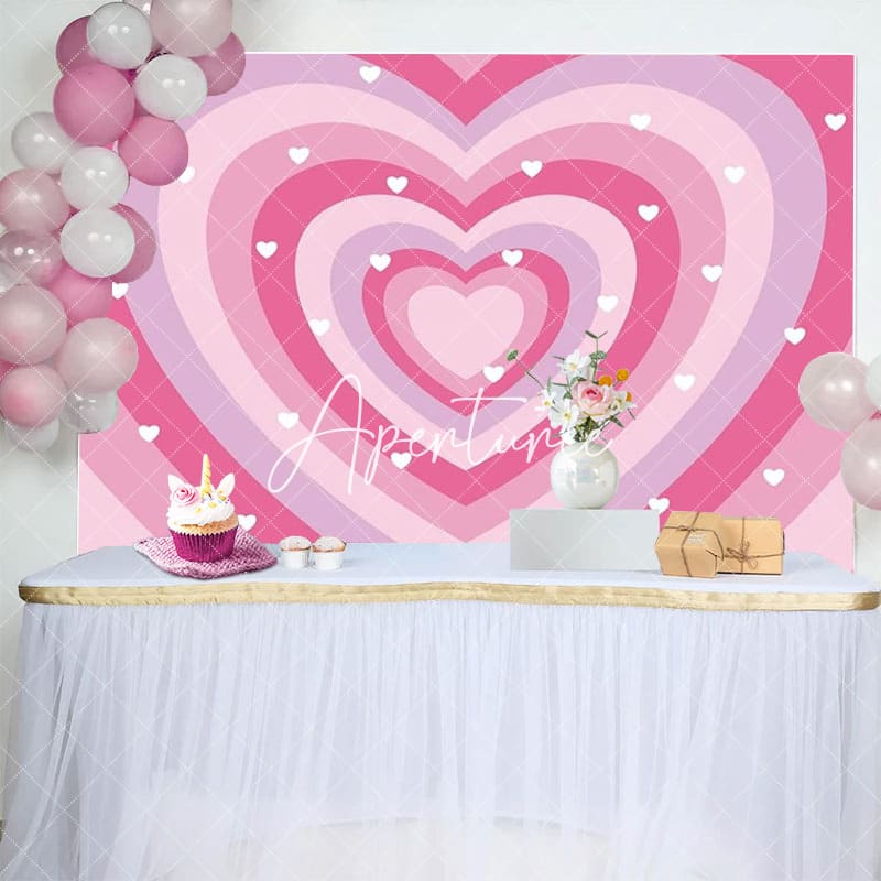 Aperturee - Aperturee Romantic Pink Heart Happy Birthday Backdrop For Girl