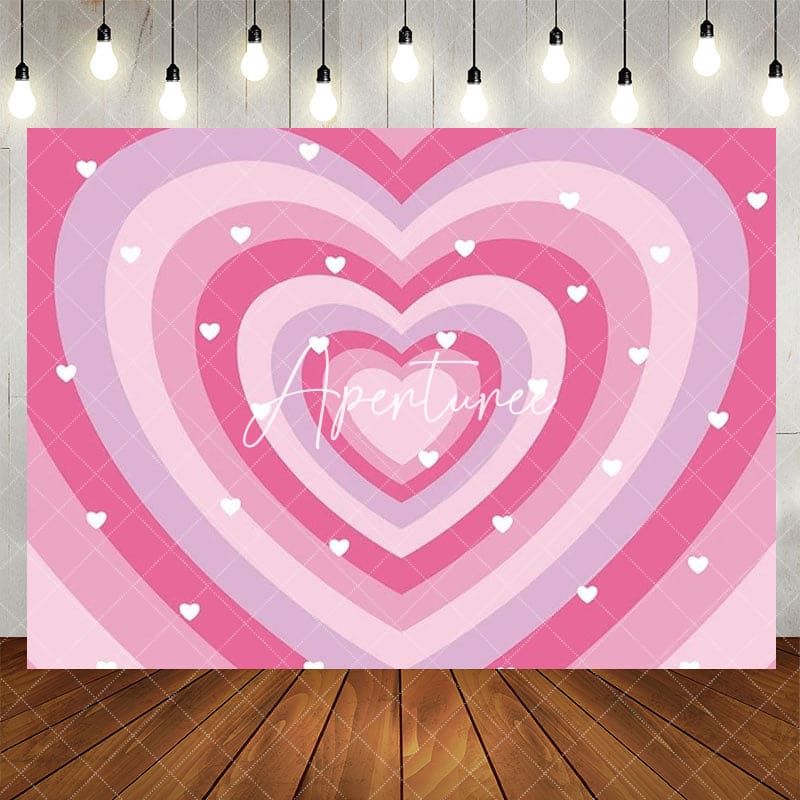 Aperturee - Aperturee Romantic Pink Heart Happy Birthday Backdrop For Girl