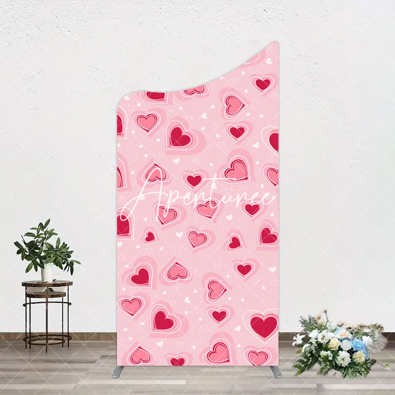 Aperturee - Aperturee Romantic Pink Hearts Valentines Day Arch Backdrop