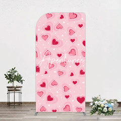 Aperturee - Aperturee Romantic Pink Hearts Valentines Day Arch Backdrop