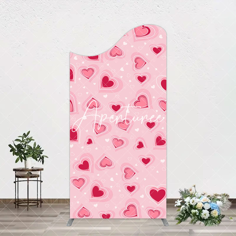 Aperturee - Aperturee Romantic Pink Hearts Valentines Day Arch Backdrop