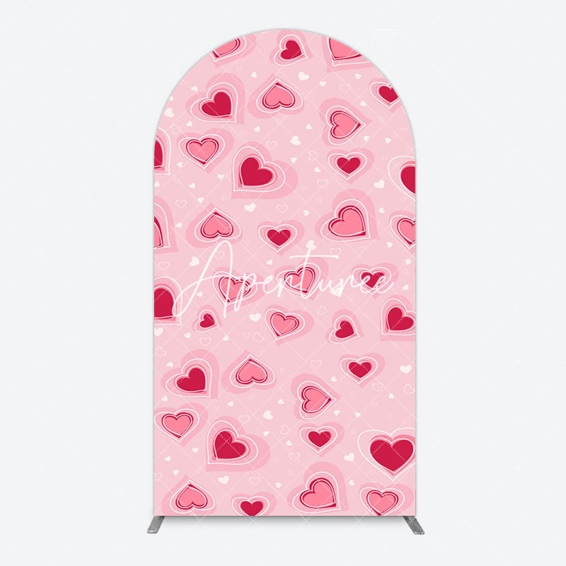 Aperturee - Aperturee Romantic Pink Hearts Valentines Day Arch Backdrop