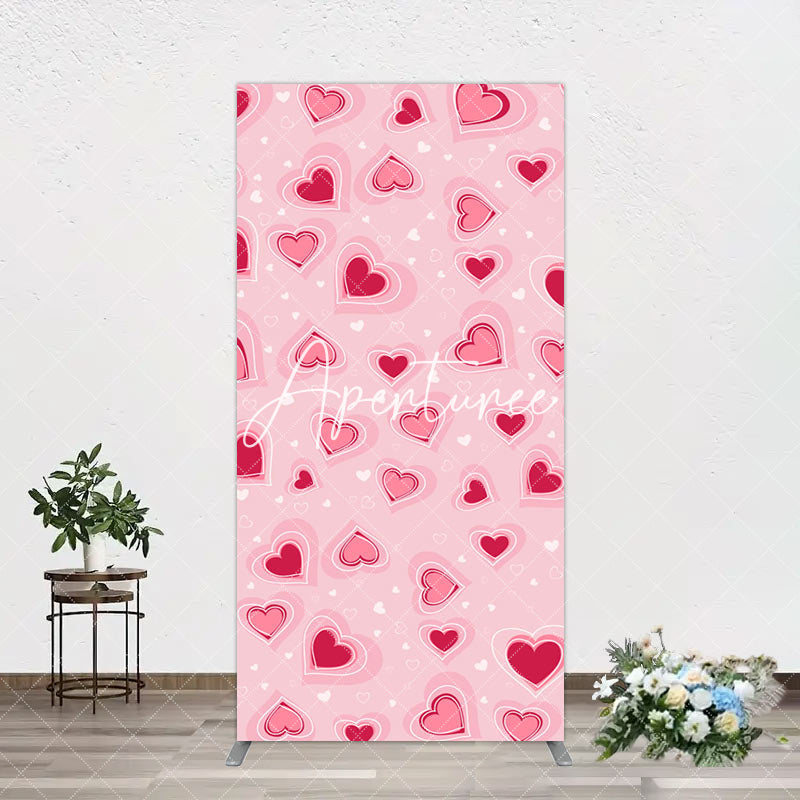 Aperturee - Aperturee Romantic Pink Hearts Valentines Day Arch Backdrop