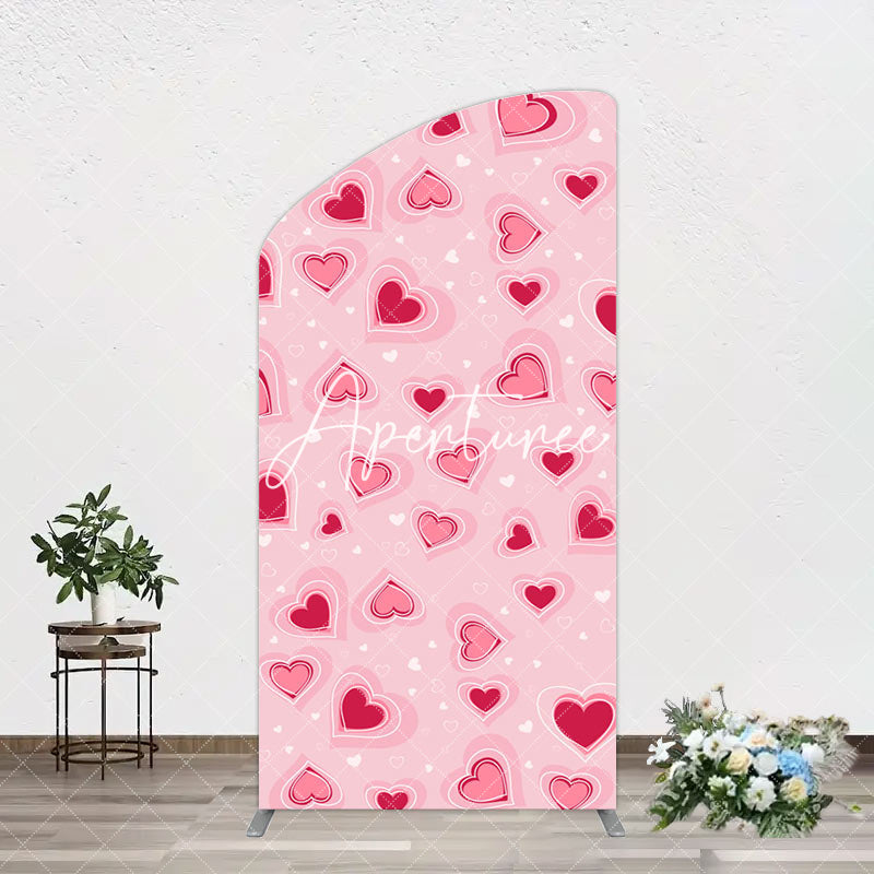 Aperturee - Aperturee Romantic Pink Hearts Valentines Day Arch Backdrop